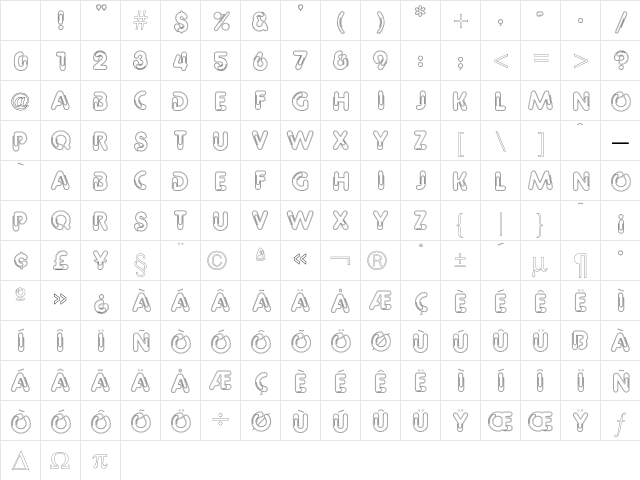 Paper ClipOutline Character Map