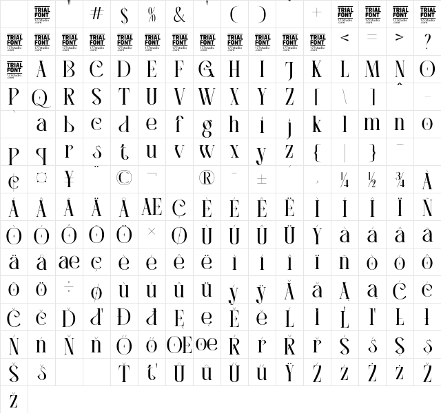 PARANOID CHARACTER DEMO Regular Character Map PARANOID CHARACTER DEMO Regular Character Map