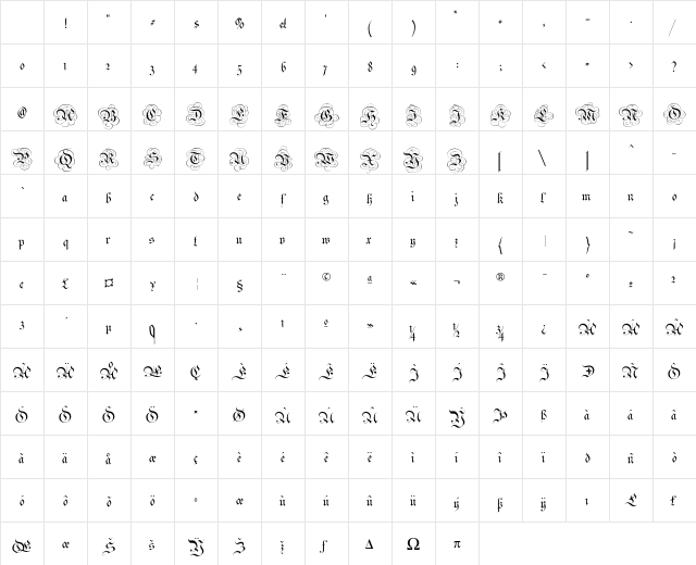 Parchment Regular Character Map Parchment Regular Character Map