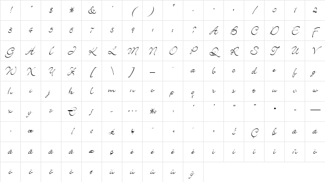 Kolibri Regular Character Map