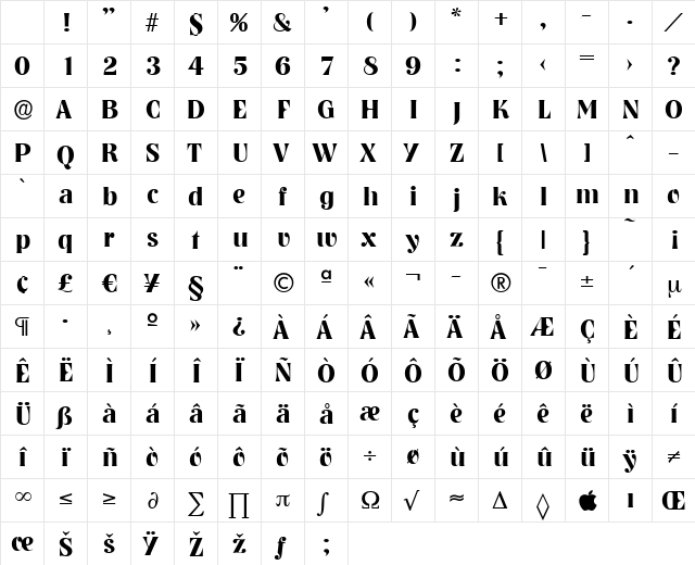 BobBecker Bold Character Map BobBecker Bold Character Map