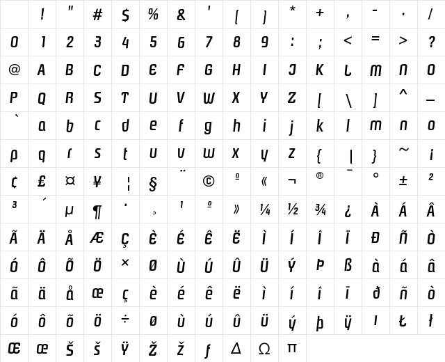PasadenaEF MediumItalic Character Map PasadenaEF MediumItalic Character Map