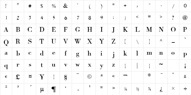 AdaMFLight Regular Character Map