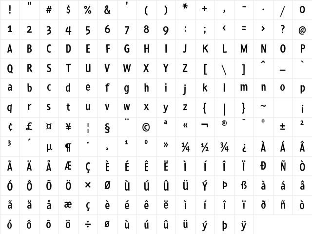 PedestriaMVB-Medium Regular Character Map