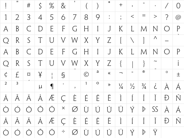 Penumbra HalfSerif Std Light Character Map Penumbra HalfSerif Std Light Character Map