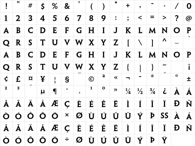Penumbra Serif Std Semibold Character Map