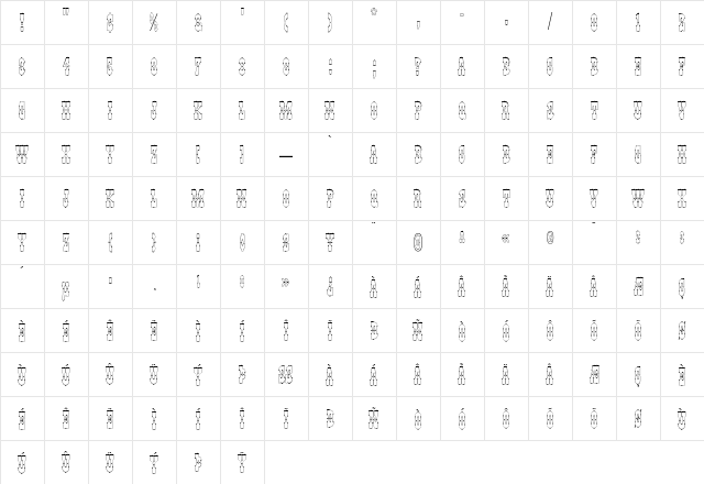 Pepperwood Outline Character Map