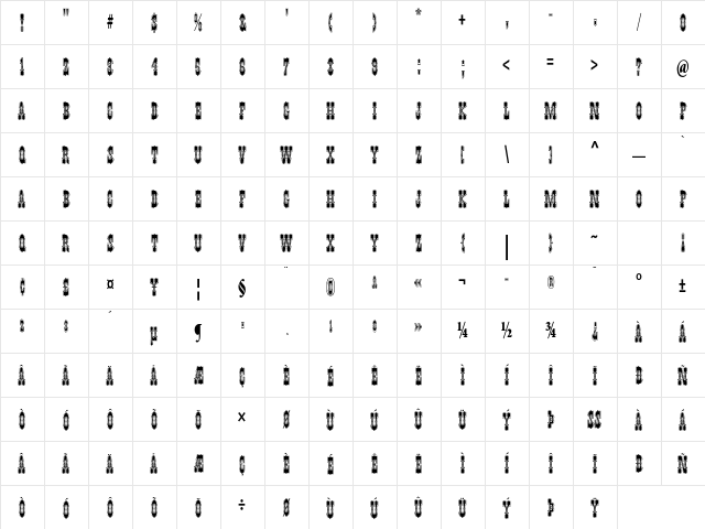 Pepperwood Std Regular Character Map