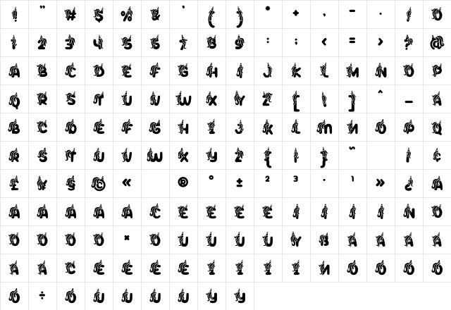 Peppy Pegasus Horn One Character Map