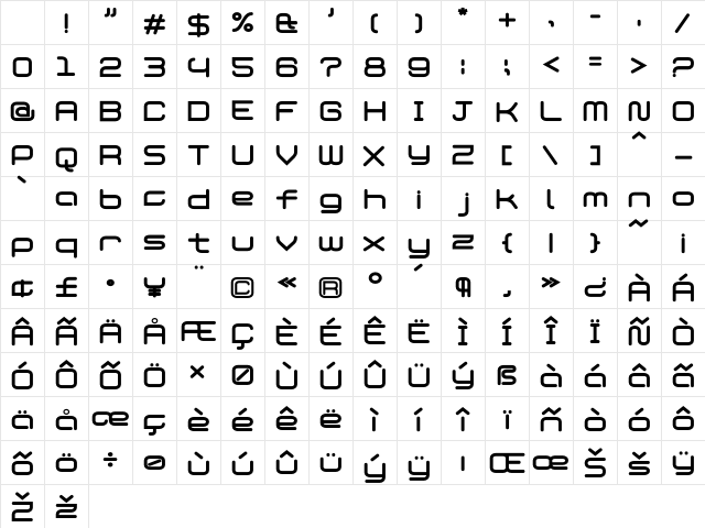 Phat Bold Character Map Phat Bold Character Map