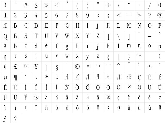 BoberiaLL Regular Character Map