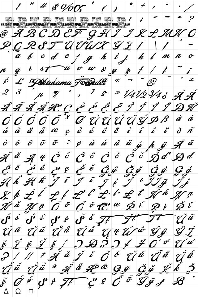 Picturama Alternate PERSONAL Regular Character Map Picturama Alternate PERSONAL Regular Character Map