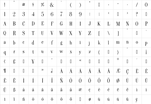 Pike Regular Character Map