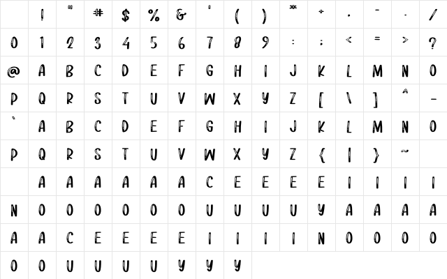 Pink Acapella Regular Character Map Pink Acapella Regular Character Map