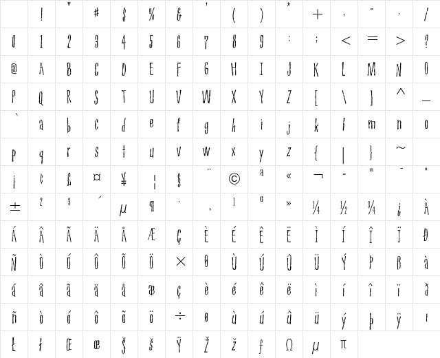 Pious Henry ITC Std Regular Character Map