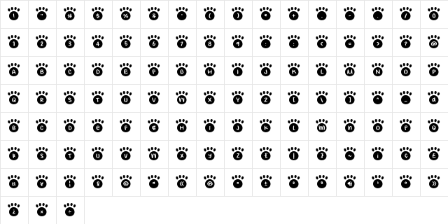 Pitter Paws Regular Character Map