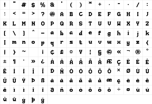 Pixelmax Regular Character Map