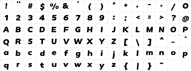 Plata BoldItalic Character Map
