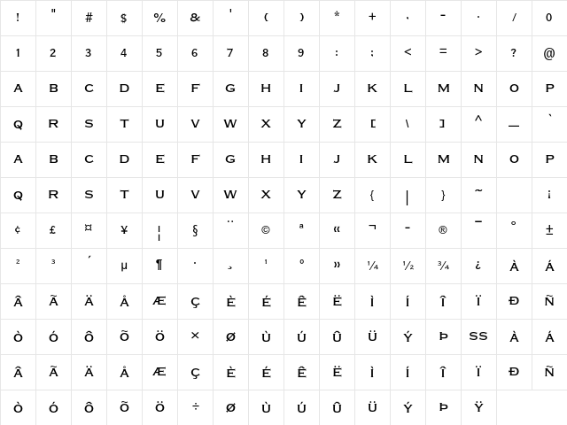 Plate Gt Four MT Std Regular Character Map Plate Gt Four MT Std Regular Character Map
