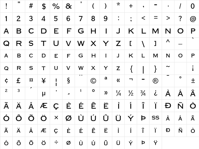 Plate Gt One Three MT Std Regular Character Map