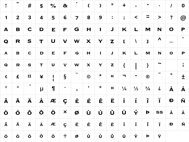 Plate Gt Three Four MT Std Bd Character Map