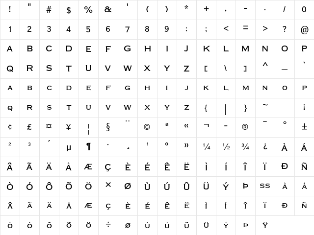 Plate Gt Three Four MT Std Regular Character Map