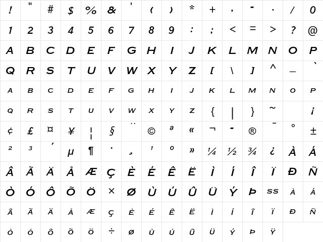 Plate Gt Two Four MT Std It Character Map