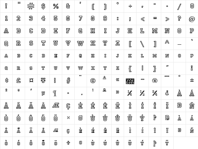 Letterman normal Character Map