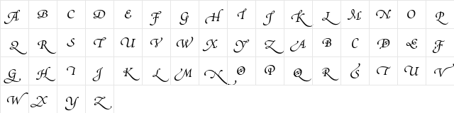 Poetica Supp Swash Capitals IV Character Map