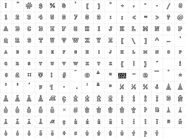 Letterman Regular Character Map