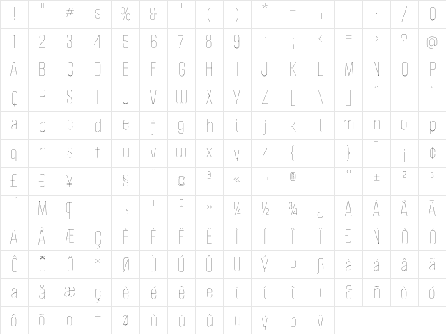 Politica Thin Regular Character Map