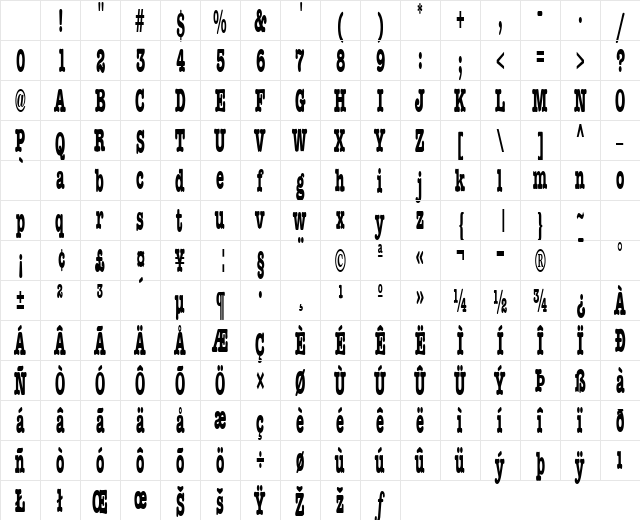 Bocci Regular Character Map Bocci Regular Character Map