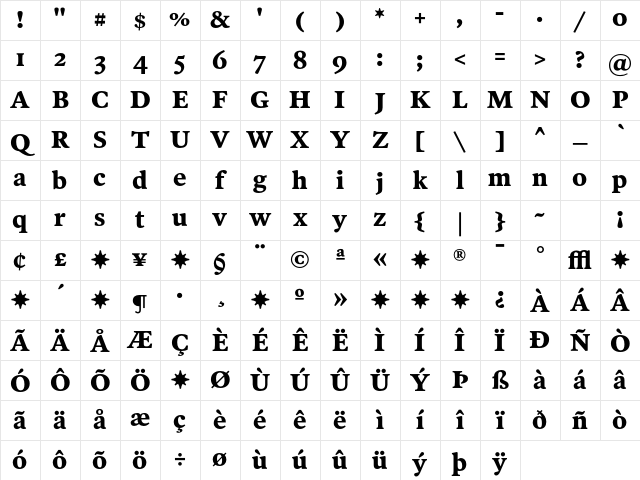 PoynterOSTextFour-Bold Regular Character Map