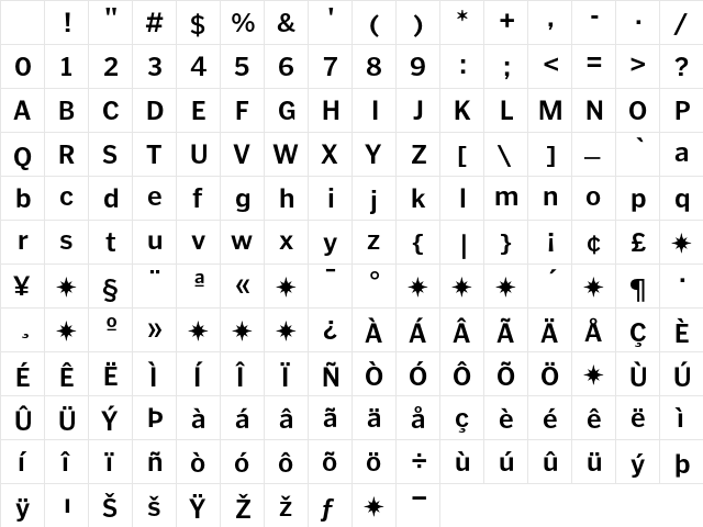 PoynterText SansBold Character Map PoynterText SansBold Character Map