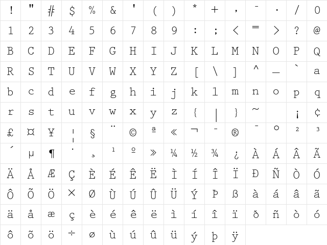 Prestige Elite Std Regular Character Map Prestige Elite Std Regular Character Map