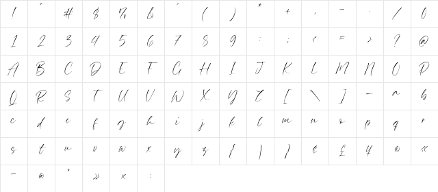 Prince August Regular Character Map