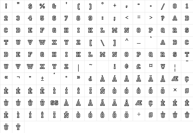 Princetown Std Regular Character Map