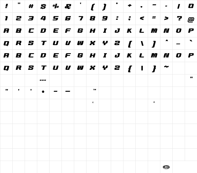 PROGRESSIVE SOUL Regular Character Map