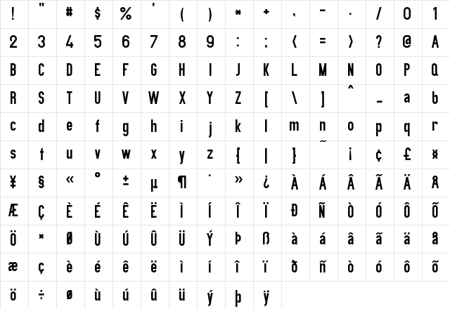 PreussischeIV44Ausgabe3 Regular Character Map PreussischeIV44Ausgabe3 Regular Character Map