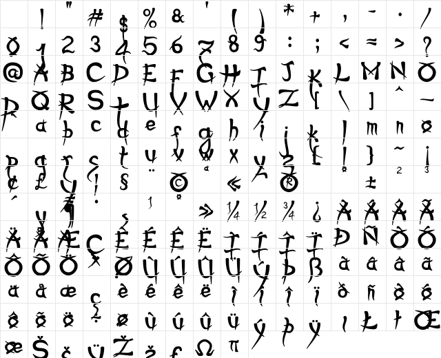 Psycho Bold Character Map