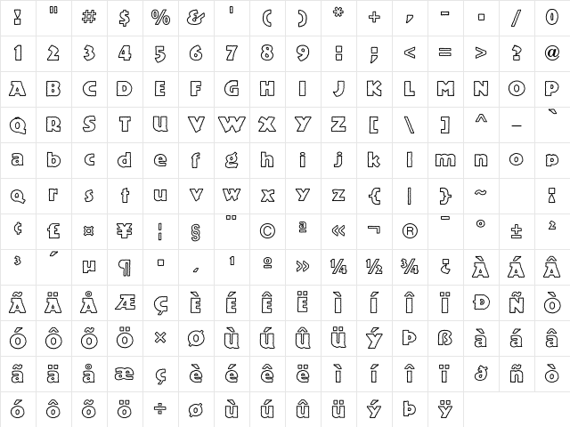 PublicityGothicICG Out Character Map