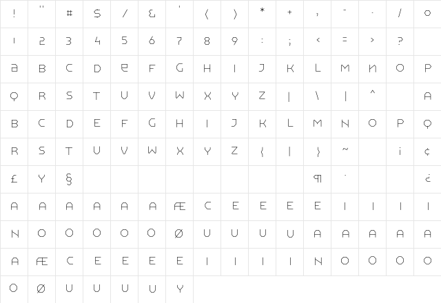 Pullman Layer Character Map