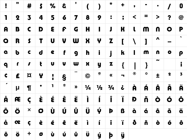 PumpEF Demi Character Map