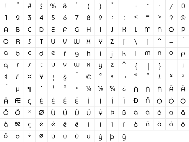 PumpEF Light Character Map