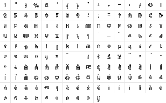 PumpEF Triline Character Map