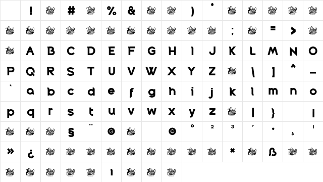 Puntodewa Black Regular Character Map