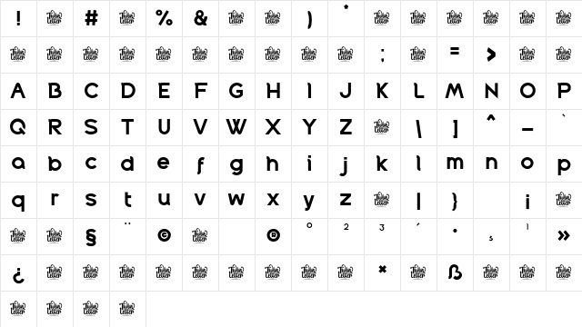 Puntodewa Bold Character Map