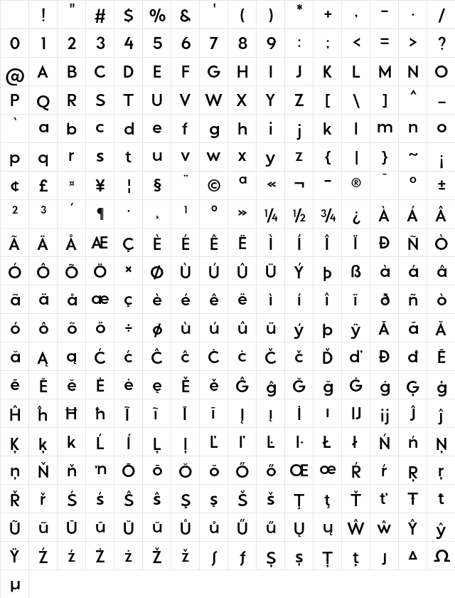 Qargeo Med Regular Character Map Qargeo Med Regular Character Map