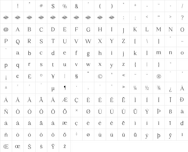 Qestrafin DEMO VERSION Regular Character Map