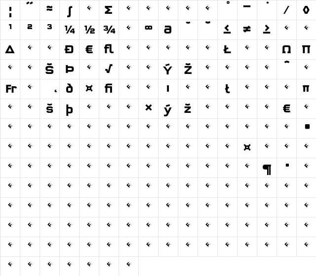 QTypeSquare-BoldExpert Regular Character Map
